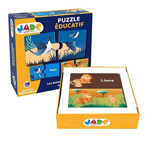 J.A.D.E - Tier- und Baby-Puzzle - Bildungsspiel - Erste Überlegungen - 053318-20 Teile - Mehrfarbig - Karton - Französisches Design - Kinderpuzzle - Jade - Ab 18 Monaten von J.A.D.E
