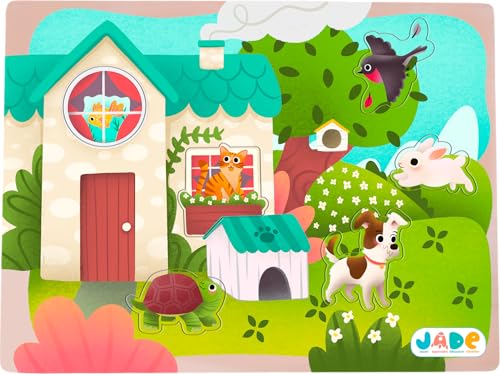 J.A.D.E - Pack mit 8 Puzzles Tierformen Haustiere - 1. Alter - Lernspiel - Erste Überlegungen - 052480PA - 6 Teile - Mehrfarbig - FSC-Holz - Französisches Design - ab 18 Monaten J.A.D.E - Pack mit 8 Puzzles Tierformen Haustiere - 1. Alter - Lernspiel - Erste Überlegungen - 052480PA - 6 Teile - Mehrfarbig - FSC-Holz - Französisches Design - ab 18 Monaten von J.A.D.E