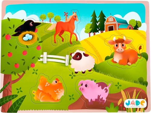 J.A.D.E - Puzzle Bauernhoftiere Form - 1. Alter - Lernspiel - Reflexion - 052481-6 Teile - Mehrfarbig - FSC Holz - Französisches Design - Puzzle - ab 18 Monaten J.A.D.E - Puzzle Bauernhoftiere Form - 1. Alter - Lernspiel - Reflexion - 052481-6 Teile - Mehrfarbig - FSC Holz - Französisches Design - Puzzle - ab 18 Monaten von J.A.D.E