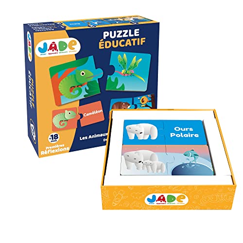 J.A.D.E - Tier- und Ernährungspuzzle - Bildungsspiel - Erste Überlegungen - 053321-20 Teile - Mehrfarbig - Karton - Französisches Design - Kinderpuzzle - Jade - Ab 18 Monaten von J.A.D.E