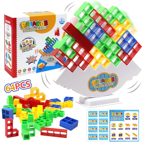 J.K-Toys Tetra Tower Spiel, 64 Stück Tetra Spiel, Schaukelstapel Hoch Balance Spielzeug für Jungen Mädchen Ab Jahre 3+, das Geeignet Ist, Die Intelligenz und Balance von Kindern zu Trainieren J.K-Toys Tetra Tower Spiel, 64 Stück Tetra Spiel, Schaukelstapel Hoch Balance Spielzeug für Jungen Mädchen Ab Jahre 3+, das Geeignet Ist, Die Intelligenz und Balance von Kindern zu Trainieren von J.K-Toys