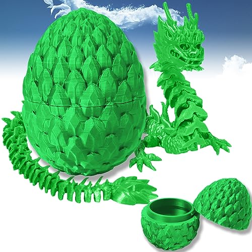 3D Gedruckt Drache -Figur mit Überraschung Abnehmbaren Drachen Skala Ei 2Pcs, 3D Gedruckt Spielzeug Figuren für Kinder, Geburtstag, Weihnachten Geschenke (B-Lebendiges Grün-2Pcs, 12cm & 35cm) von JABECODIFA