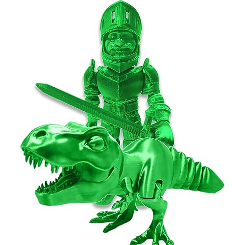 JABECODIFA 3D Gedruckt Ancient Dinosaurier Spielzeug mit Ritter Figur 2Pcs, Abnehmbare Schwert 3D Gedruckt Spielzeug Spielzeug Drachenfiguren (B-Lebendiges Grün 22cm & 23cm) von JABECODIFA