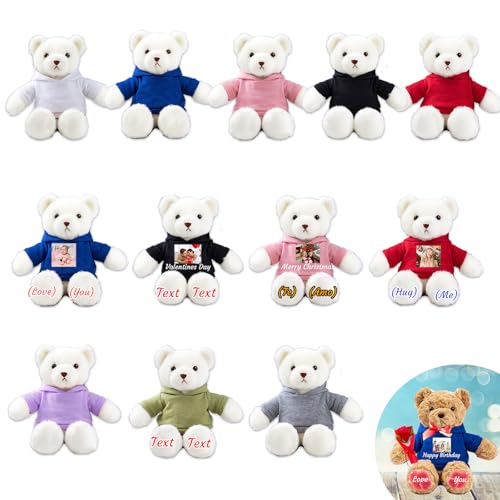 JABECODIFA 6er Set 30cm Große Personalisierte Teddybären mit Fotonamen als Personalisiertes Geschenk zu Weihnachten, zur Hochzeit, zur Klassenfeier, zum Lehrer von JABECODIFA