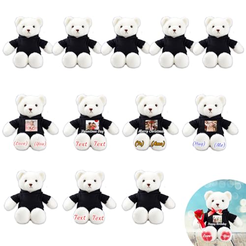 JABECODIFA 6er Set 30cm Große Personalisierte Teddybären mit Fotonamen als Personalisiertes Geschenk zu Weihnachten, zur Hochzeit, zur Klassenfeier, zum Lehrer von JABECODIFA