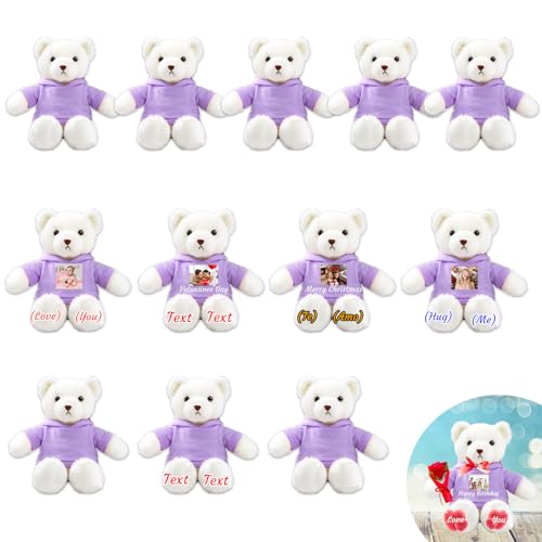 JABECODIFA 6er Set 30cm Große Personalisierte Teddybären mit Fotonamen als Personalisiertes Geschenk zu Weihnachten, zur Hochzeit, zur Klassenfeier, zum Lehrer von JABECODIFA