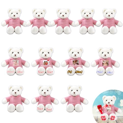 JABECODIFA 6er Set 30cm Große Personalisierte Teddybären mit Fotonamen als Personalisiertes Geschenk zu Weihnachten, zur Hochzeit, zur Klassenfeier, zum Lehrer von JABECODIFA