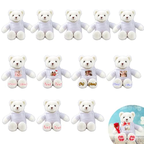 JABECODIFA 6er Set 30cm Große Personalisierte Teddybären mit Fotonamen als Personalisiertes Geschenk zu Weihnachten, zur Hochzeit, zur Klassenfeier, zum Lehrer von JABECODIFA