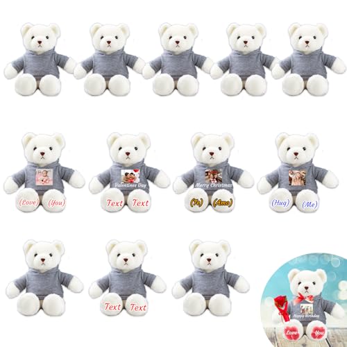 JABECODIFA 6er Set 30cm Große Personalisierte Teddybären mit Fotonamen als Personalisiertes Geschenk zu Weihnachten, zur Hochzeit, zur Klassenfeier, zum Lehrer von JABECODIFA