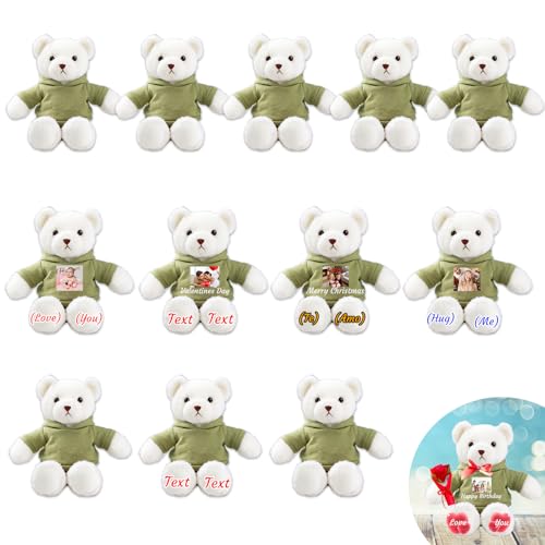 JABECODIFA 6er Set 30cm Große Personalisierte Teddybären mit Fotonamen als Personalisiertes Geschenk zu Weihnachten, zur Hochzeit, zur Klassenfeier, zum Lehrer von JABECODIFA
