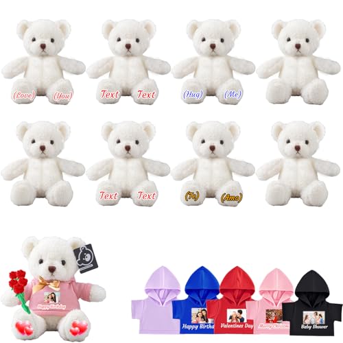 JABECODIFA 8 Stück 30cm große Personalisierte Teddybären mit Fototext als Personalisiertes Geschenk zum Valentinstag, zur Klassenfeier, zum Geburtstag, zur Babyparty Hochzeit von JABECODIFA