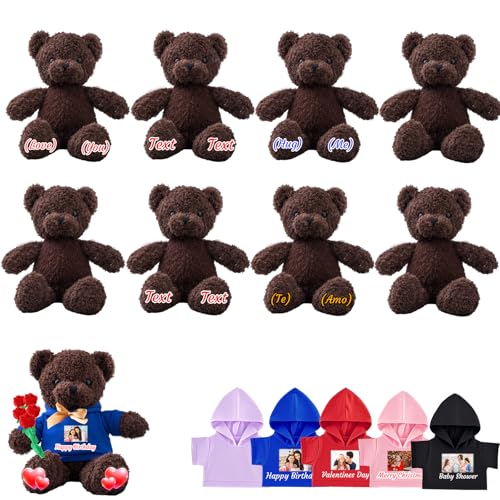 JABECODIFA 8 Stück 30cm große Personalisierte Teddybären mit Fototext als Personalisiertes Geschenk zum Valentinstag, zur Klassenfeier, zum Geburtstag, zur Babyparty Hochzeit von JABECODIFA