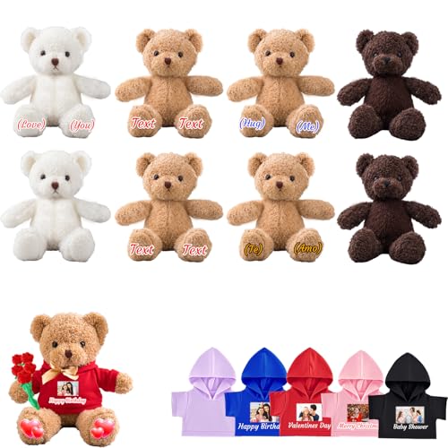 JABECODIFA 8 Stück 30cm große Personalisierte Teddybären mit Fototext als Personalisiertes Geschenk zum Valentinstag, zur Klassenfeier, zum Geburtstag, zur Babyparty Hochzeit von JABECODIFA