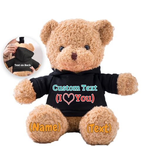 JABECODIFA Personalisierte Geschenke Teddybär für Kinder Erwachsene Plüschbär Plüschtiere mit Text+Foto, Personalisierte Teddybär mit als Geschenke für Valentinstag Geburtstag (30cm-Text+Foto) von JABECODIFA