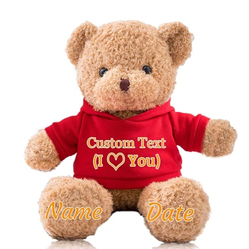 JABECODIFA Personalisierte Geschenke Teddybär für Kinder Erwachsene Plüschbär Plüschtiere mit Text+Foto, Personalisierte Teddybär mit als Geschenke für Valentinstag Geburtstag (30cm-Text+Foto) von JABECODIFA