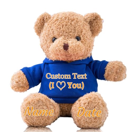 JABECODIFA Personalisierte Geschenke Teddybär für Kinder Erwachsene Plüschbär Plüschtiere mit Text+Foto, Personalisierte Teddybär mit als Geschenke für Valentinstag Geburtstag (30cm-Text+Foto) von JABECODIFA