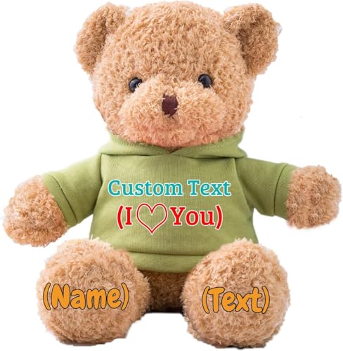 JABECODIFA Personalisierte Geschenke Teddybär für Kinder Erwachsene Plüschbär Plüschtiere mit Text+Foto, Personalisierte Teddybär mit als Geschenke für Valentinstag Geburtstag (30cm-Text+Foto) von JABECODIFA