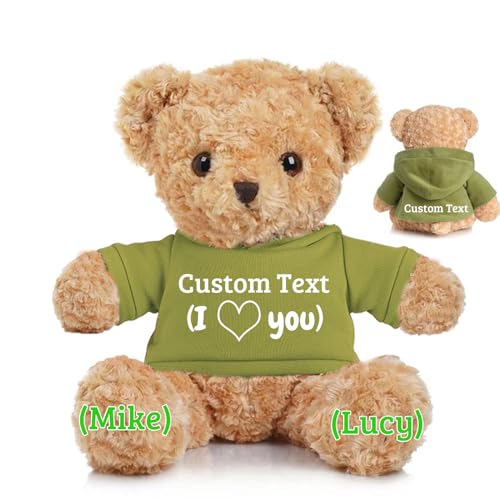 JABECODIFA Personalisierter Teddybär für Ihn Sie, Brauner Bär Plüschtier mit Text+Foto, Personalisierte Geschenke für Weihnachten Valentinstag Geburtstag Geschenke (30cm-Text+Foto) von JABECODIFA