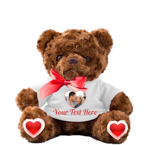 JABECODIFA Personalisierter Teddybär mit Text+Foto für ValentinsGeschenke für sie Geschenke für Frauen Weihnachten Geburtstagsgeschenk ValentinsGeschenke für ihn Besondere ValentinsGeschenkee (20cm) von JABECODIFA