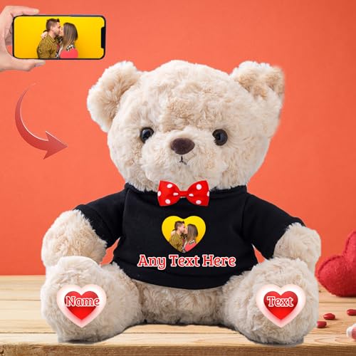 JABECODIFA Personalisierter Teddybär mit Text+Foto für ValentinsGeschenke für sie Geschenke für Frauen Weihnachten Geburtstagsgeschenk ValentinsGeschenke für ihn Besondere ValentinsGeschenkee (20cm) von JABECODIFA