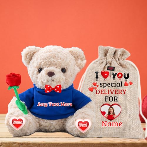 JABECODIFA Personalisierter Teddybär mit Text für ValentinsGeschenke für sie Geschenke für Frauen Weihnachten Geburtstagsgeschenk ValentinsGeschenke für ihn Besondere ValentinsGeschenkee (20cm) von JABECODIFA