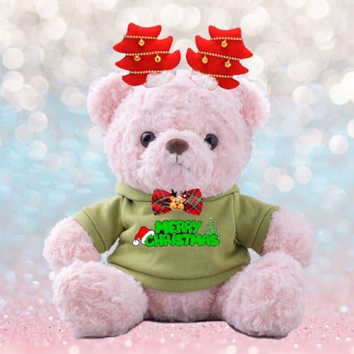 JABECODIFA Weihnachten Teddybär mit Geschenktüten Weihnachten mit Deko Weihnachtsbaum und Weihnachtsschleifen als Besondere Geschenke für Männer Frauen Weihnachten (20-cm) von JABECODIFA