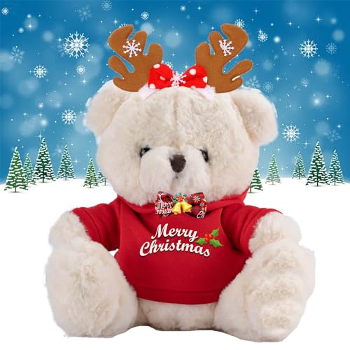 JABECODIFA Weihnachten Teddybär mit Geschenktüten Weihnachten mit Weihnachtsschmuck und Weihnachtsschleifen als Besondere Geschenke für Frauen Männer Weihnachten (25cm) von JABECODIFA