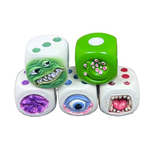 5-teiliges Monster lustiges Monstergesicht, Kunstharz-Würfel-Set, Seltsame Halloween-Spielzeuge und -Ornamente, Requisiten, seltsame Monster-Würfel-Set für, Halloween-Party, (1) von JACKANNA