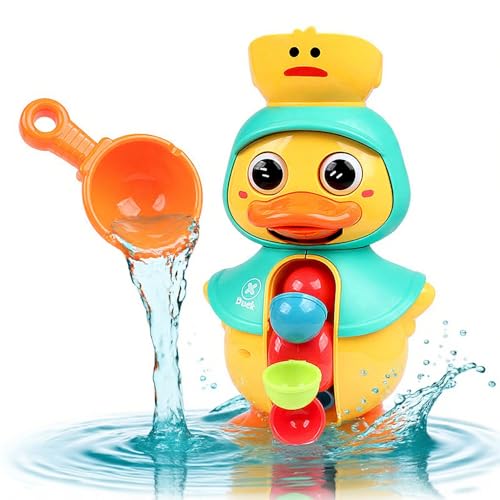 Baby Badespielzeug – Enten-Design Wasserrad mit Drehfunktion & Sprüh-Effekt – Ab 18 Monaten – Badespielzeug für Jungen und Mädchen – Spaßiges Lernspielzeug für Kleinkinder (Grüne Ente) von JACKANNA