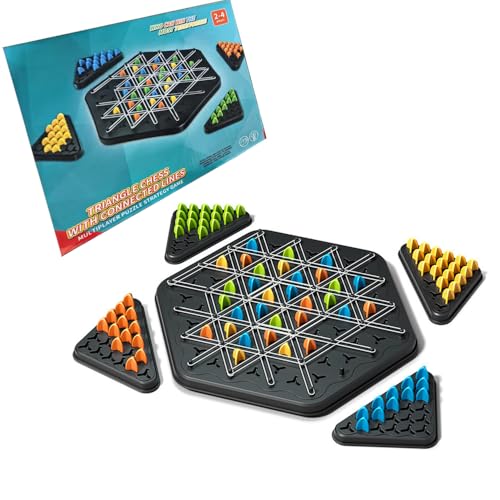 Dreieck Schach Lustiges Ketten-Dreiecksschach - Familienspiel, Logikspielzeug für Kinder, Brettspiel zur Denkförderung (2-4 Spieler), Kreatives Strategiespiel von JACKANNA