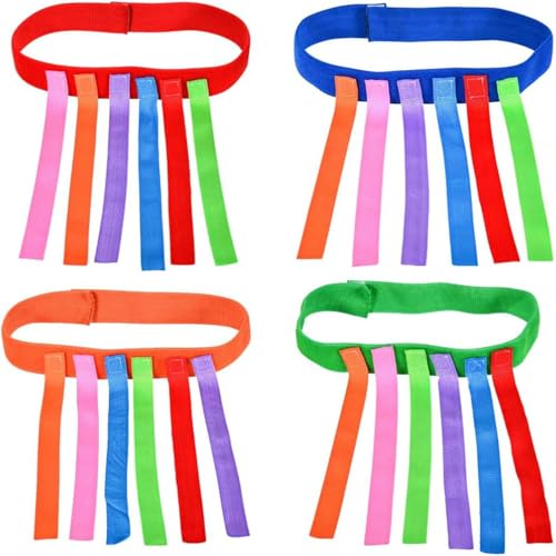 JACKANNA 4er Set Kinder-Elastische Zugspiel-Gürtel – Bunte Farben, Trainingsgürtel für Outdoor-Spiele, Sensorik & Eltern-Kind-Aktivitäten, Schwanzziehen Spielzeug (Satz von 4) von JACKANNA