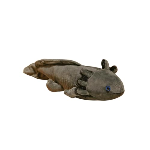 JACKANNA Axolotl Plüschtier – Realistisches Stofftier als Schlüsselanhänger oder Kuscheltier, Mexikanischer Schwanzlurch (, Weich & Waschbar, Ideal für Kinder) (dunkelgrauer Fisch) von JACKANNA