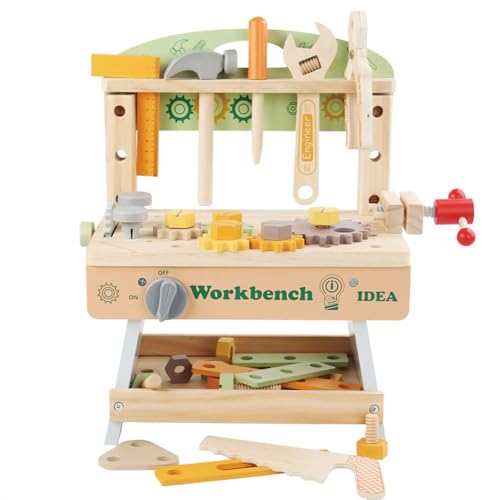 JACKANNA Holz Werkbank für Kinder – Realistisches Montage-Spielzeug mit Schrauben & Muttern, Lernspielzeug für Eltern-Kind-Spiel JACKANNA Holz Werkbank für Kinder – Realistisches Montage-Spielzeug mit Schrauben & Muttern, Lernspielzeug für Eltern-Kind-Spiel von JACKANNA