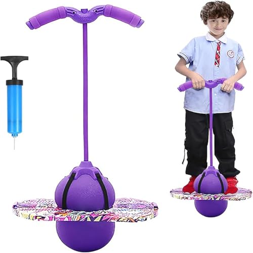 JACKANNA Hüpfball mit Griff für Kinder – Hüpfball für Kinder im Kindergartenalter, Wackelball mit Fußraste & Trittflächen für Sprünge, Trainings- und Spielspaß (Lila) von JACKANNA