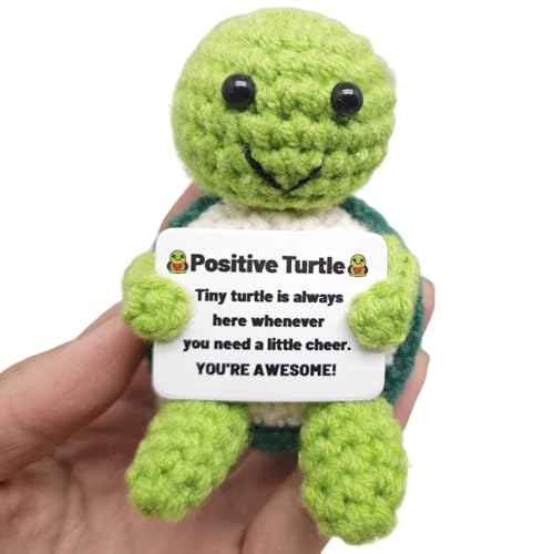 JACKANNA ﻿﻿﻿Schildkröte Kuscheltier,Pocket Hug Positive Schildkröte Glücksbringer Kinder Schlüsselanhänger Prüfung Gute Besserung Gehäkelte Kuscheltiere (3) von JACKANNA