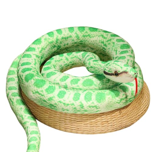 JACKANNA Schlange Kuscheltier 110cm– Extra Große Kuschelschlange für Erwachsene & Kinder, Weich & Flauschig, Gummischlange Schlange Plüschtier Grusel-Party Streich (Smaragdgrüner Python) von JACKANNA