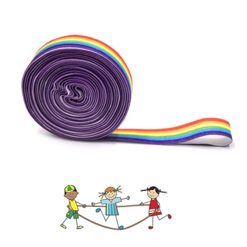 JACKANNA Springseil für Kinder - Hoch elastisches Gummiband Springseil für Draußen, Langlebiges Gummi-Seil für Gruppenspiele, Mehrpersonen-Weitsprungseil für Schule, (Regenbogenfarben) von JACKANNA