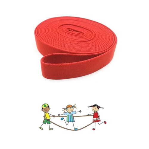 JACKANNA Springseil für Kinder - Hoch elastisches Gummiband Springseil für Draußen, Langlebiges Gummi-Seil für Gruppenspiele, Mehrpersonen-Weitsprungseil für Schule, (rosa) von JACKANNA