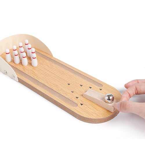 Relaxdays Tischbowling aus Massivholz - Wichtelgeschenk & Bürospiel mit ungiftiger Farbe, ideal für Teenager und Geschicklichkeitsspiele von JACKANNA