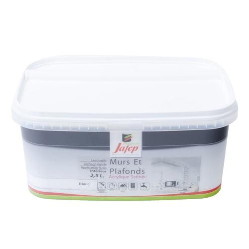 Jafep 12971 Wand- und Deckenfarbe, seidenmatt, Weiß, 2,5 l von JAFEP