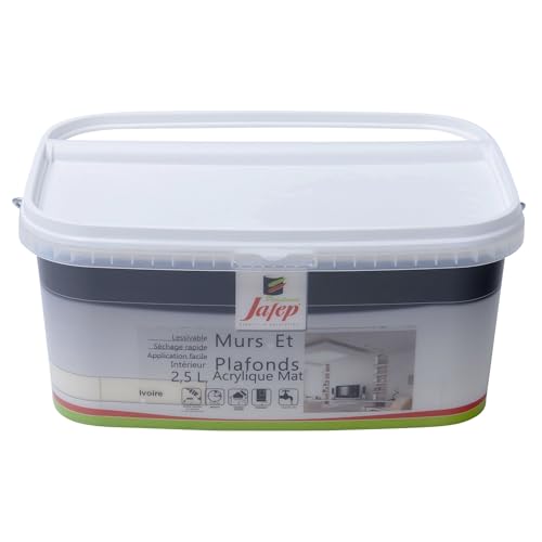 Jafep 12982 Wand- und Deckenfarbe, Acryl, matt, elfenbeinfarben, 2,5 l von JAFEP