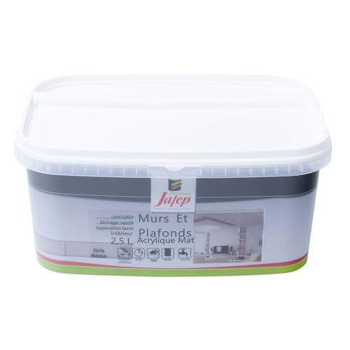 Jafep 12987 Wand- und Deckenfarbe, Acryl, matt, Betongrau, 2,5 l von JAFEP
