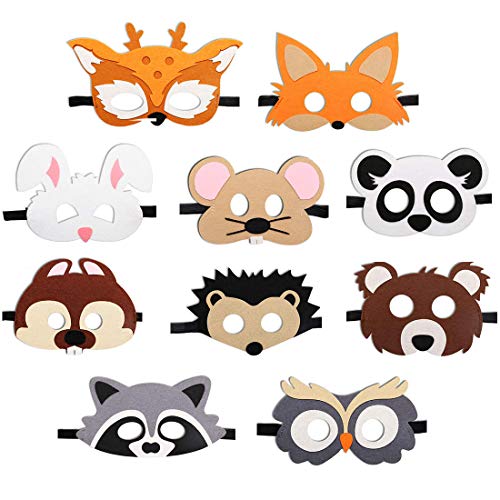 JAHEMU Tiermasken Filz Masken Kindermasken Halloween Maske Partymasken Weihnachten Geburtstag Geschenke für Kinder von JAHEMU