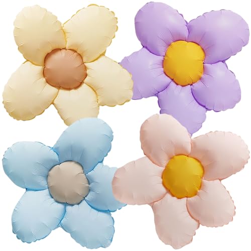 JAHEMU Blumen Luftballons Gänseblümchen Folienballon Hochzeit Deko Boho Blume Ballons Sonnenblume Luftballon für Hochzeit Verlobung Baby Shower Geburtstag 4 Stück von JAHEMU