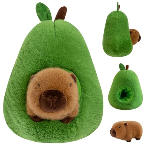 JAHEMU Capybara Plüsch Avocado Plüschtier Kissen Niedliche Kuscheltier Capybara Avocado Plüschpuppe Umarmungskissen Kindergeburtstag Geschenk von JAHEMU