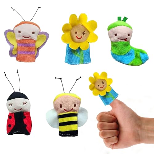 JAHEMU Fingerpuppen Tierfingerpuppen Kleiner Finger Puppet Set Spielzeuge Handpuppe für Kinder Baby Game Party 5 Stück von JAHEMU