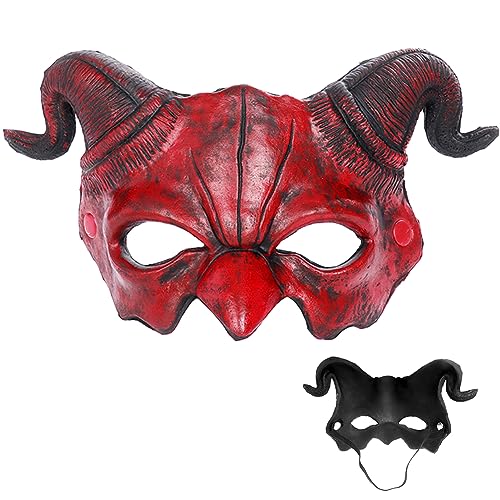 JAHEMU Halloween Dämonenmaske Teufel Maske Halbgesichtsmaske Gruselige Maske Horror Cosplay Maskerade Geisterhaft für Halloween Kostüm von JAHEMU