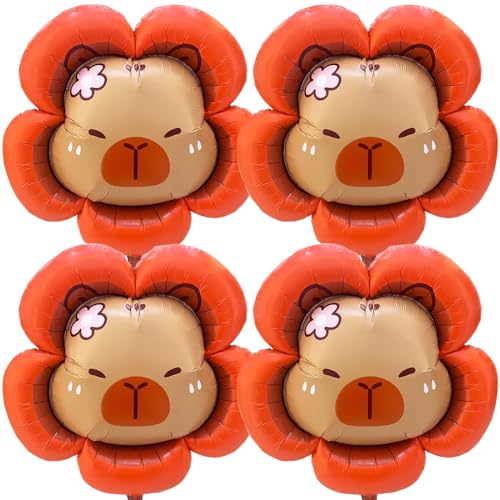 JAHEMU Luftballons Capybara Blume Folienballon Große Blumenballon Capybara Geburtstagsballons Baby Shower Kindergeburtstag Deko 4 Stück von JAHEMU