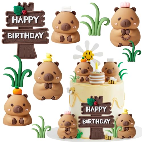 JAHEMU Tortendeko Capybara Figuren Kindergeburtstag Kuchen Deko Tierfiguren Harz Capybara Kuchendeko Happy Birthday Cake Topper Geburtstagsdeko Baby Shower 9 Stück JAHEMU Tortendeko Capybara Figuren Kindergeburtstag Kuchen Deko Tierfiguren Harz Capybara Kuchendeko Happy Birthday Cake Topper Geburtstagsdeko Baby Shower 9 Stück von JAHEMU