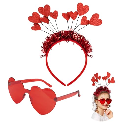 JALEVID Herzchen Haarreif Rot Pailletten, Glitter Herz Haarband mit Randlose Herz Brille, Herzhaarreif Rot Deko für Weihnachten Karneval Valentinstag Hochzeit Geburtstag Party JALEVID Herzchen Haarreif Rot Pailletten, Glitter Herz Haarband mit Randlose Herz Brille, Herzhaarreif Rot Deko für Weihnachten Karneval Valentinstag Hochzeit Geburtstag Party von JALEVID